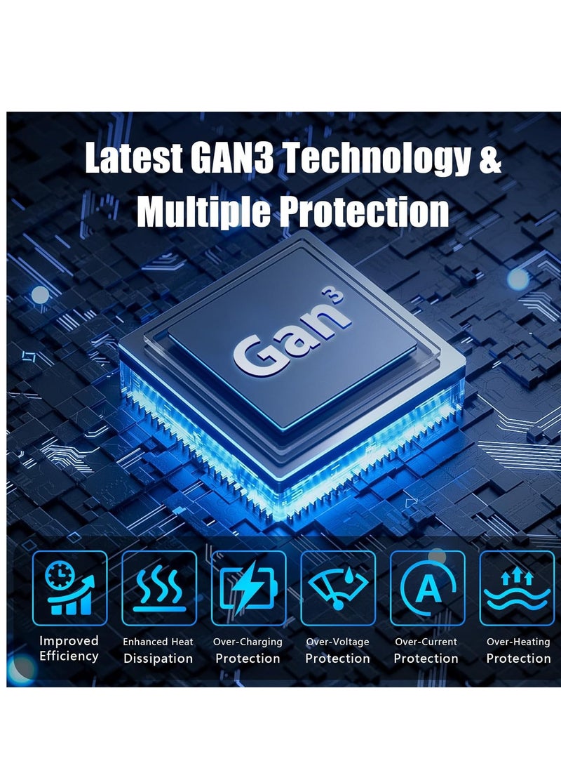 Digi Core شاحن USB متعدد، 268 وات USB C سريع، محطة شحن 8 منافذ، محطة شحن USB وType C محمولة، شاحن حائط، محول شريط طاقة 268 وات Gan USB Type C سريع، قابس المملكة المتحدة متعدد الاستخدامات، أبيض - Image 4