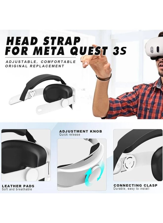 Meta Quest 3S Head Strap Black Enhanced Comfort Support Retractable Strap for VR Gaming - Image 4