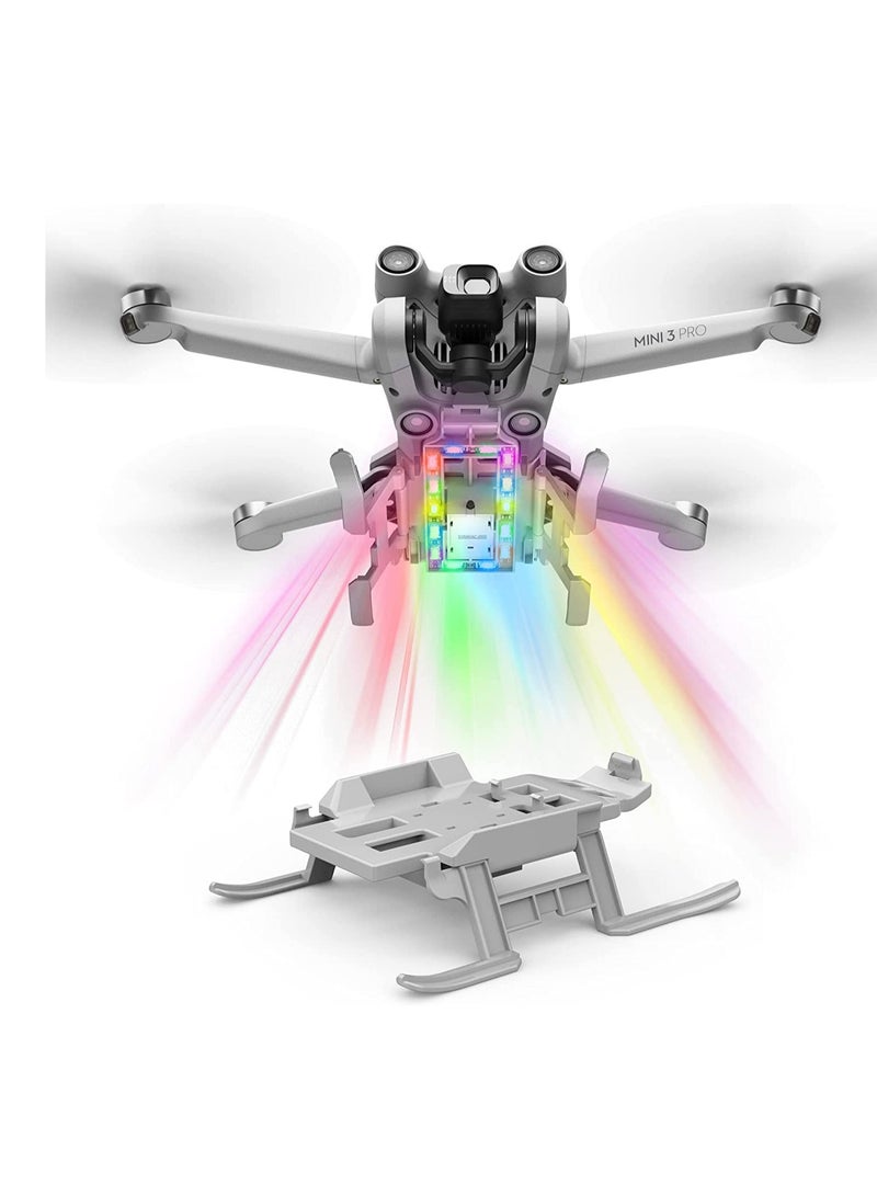 Generic Landing Gear Foldable Extended Leg with Flash LED Lights Colorful Legs Kit Night Flight for DJI Mini 3 Pro Accessories - Image 1