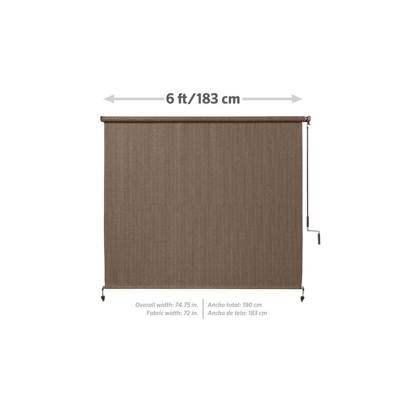 Coolaroo Outdoor Roller Shade with Wand - 95% UV Block Breathable Light Filtering Shade for Patio or Porch, Fade-Resistant, Easy-Clean Fabric, 6ft x 8ft, Walnut - Image 3