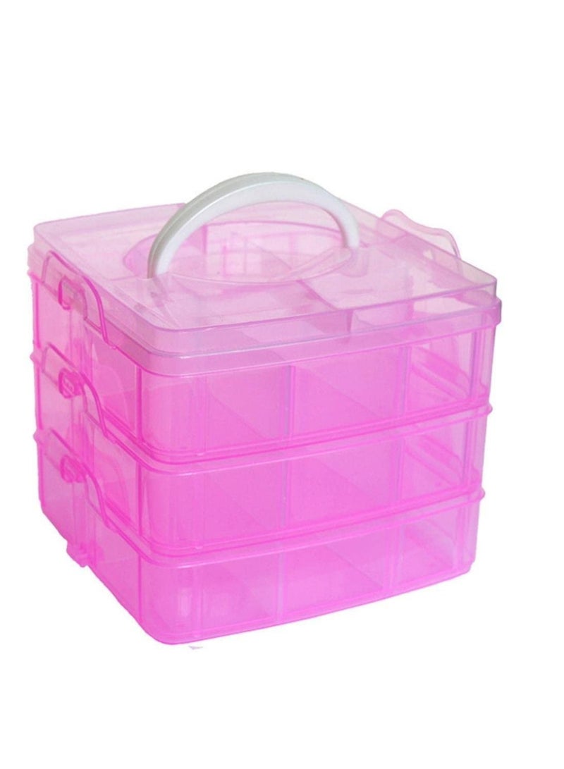 SYOSI 3 Tier Stackable Storage Container Box with 30 Compartments, Plastic Storage Box for Toys Arts and Crafts,Fuse Beads, Washi Tapes - Image 1