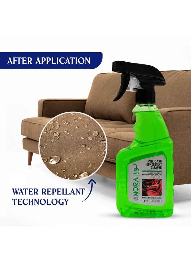 نورا منظف ​​الأقمشة والمفروشات نورا رقم 216 (500 مل) - برائحة الحمضيات، تنظيف عميق للغاية لمقاعد السيارات، والأسقف، وأرائك المنزل، والسجاد، والستائر، والوسائد. يزيل بقع الشاي والقهوة والشوكولاتة والكاتشب. تقنية احترافية طاردة للماء. - Image 4