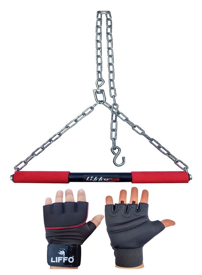 Liffo® Pull Up Bar Hanging Rod For Height Increase For Kids,Adult With Weight Lifting Gloves (6FT) Yellow