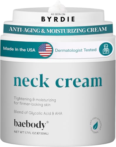 Baebody Firming Neck Cream with AHAs, CoQ10, Glycolic Acid, Green Tea for Sagging Skin, Fine Lines, Wrinkles, 1.7 Fl Oz - Image 1