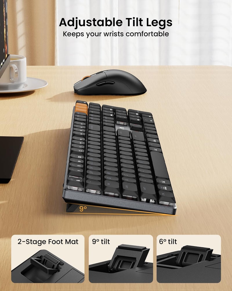 ProtoArc KM310 Mechanical Keyboard and Mouse, Wireless Rechargeable Aluminum Keyboard Mouse, 2.4G+Dual Bluetooth, Low Profile Keys, Linear Red Switches, Multi-Device, for Windows/Mac - Space Gray - Image 4