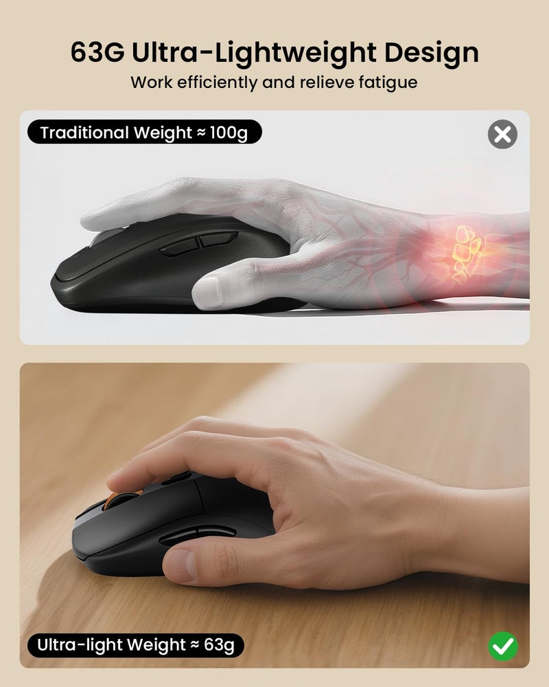 ProtoArc KM310 Mechanical Keyboard and Mouse, Wireless Rechargeable Aluminum Keyboard Mouse, 2.4G+Dual Bluetooth, Low Profile Keys, Linear Red Switches, Multi-Device, for Windows/Mac - Space Gray - Image 5