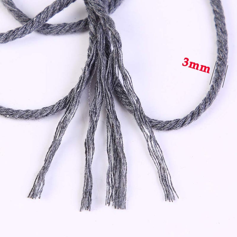 ZXCDINO حبل مكريمي رمادي 3 مم × 109 ياردات، حبل قطن ملون للحرف اليدوية، حبل قطن ملون للتعليق الجداري، معلقات نباتات، مشاريع تزيينية، حياكة - Image 3