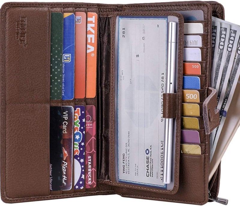 Itslife Women's Big Fat Rfid Leather wallet clutch organizer checkbook holder - Image 1