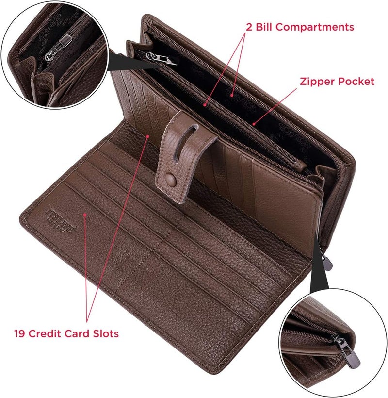 Itslife Women's Big Fat Rfid Leather wallet clutch organizer checkbook holder - Image 5
