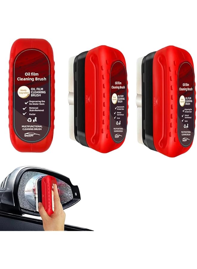 Goodern Automotive Oil Film Cleaning Brush,3Pcs Car Glass Oil Film Remover,All In One Wipe On Oil Film Remover For Windshield,Anti-Rain Fog Cleaning Glass Brush Improves Clarity And Visibility - Image 1