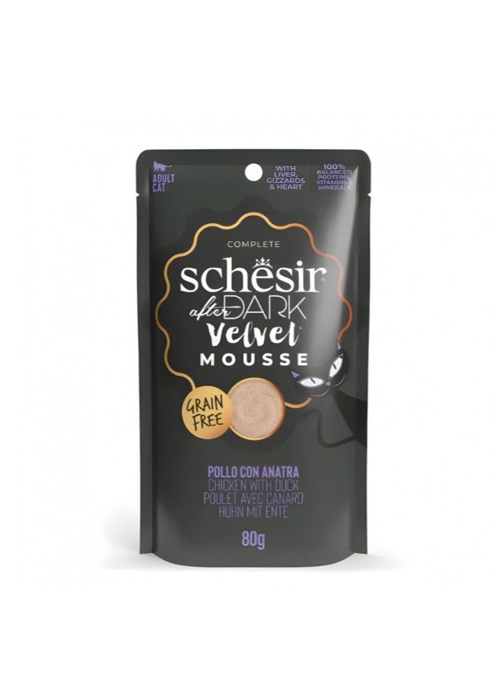 شيسر عبوة من 12 قطعة من موس أفتر دارك فيلفيت للقطط - الدجاج مع البط 80 جم - Image 2