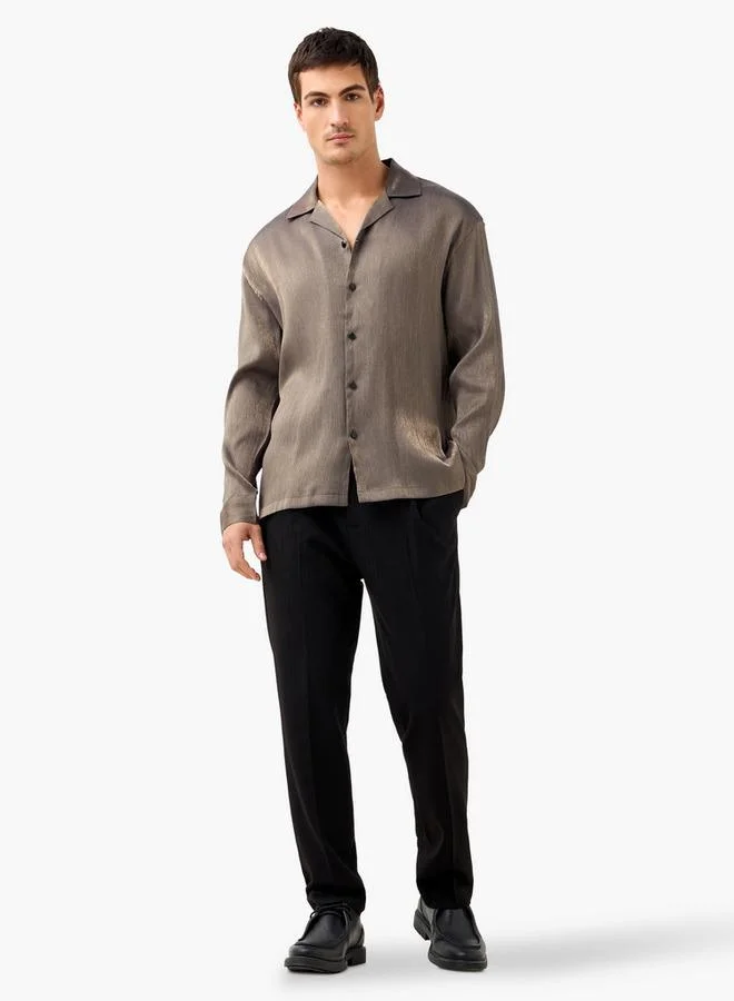 Iconic Iconic Solid Regular Fit Trousers with Flexi Waist and Pockets