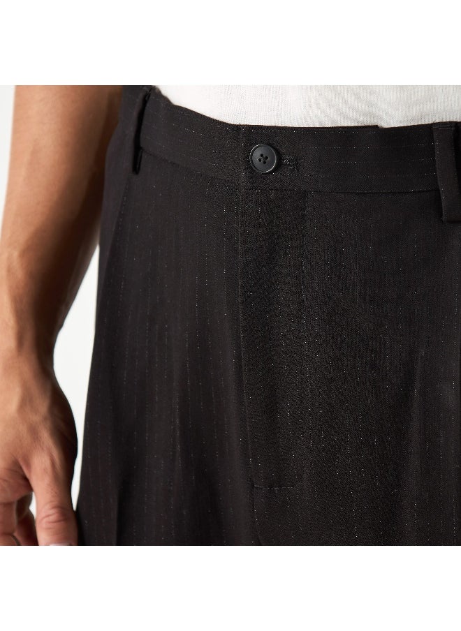 Iconic Iconic Solid Regular Fit Trousers with Flexi Waist and Pockets  - Image 4