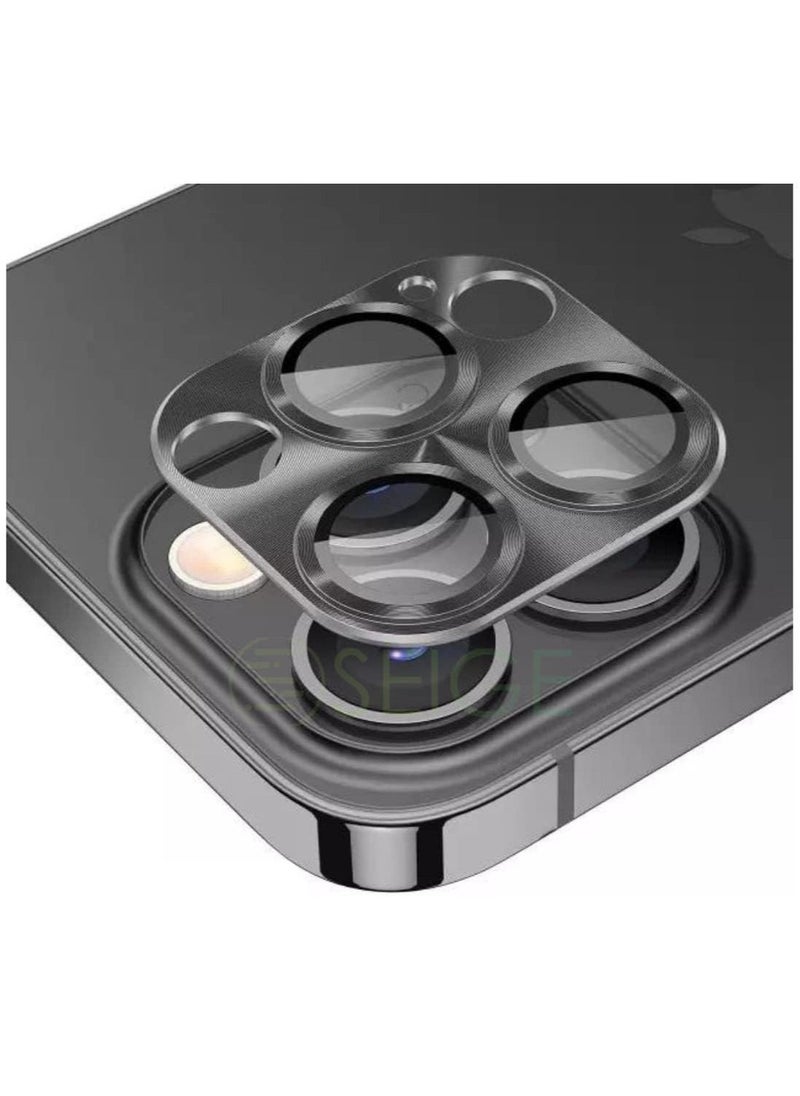 ELTRAZONE Designed for iPhone 14 Pro Max / 14 Pro Camera Lens Protector, 3D Alloy Metal and Tempered Glass Camera Screen Protector, Full Coverage Protection (Black) - Image 1