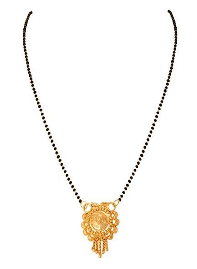 JFL - Jewellery for Less Traditional Ethnic 1g Gold Plated Designer Mangalsutra with Black Beaded Chain for Women,Valentine - Image 1