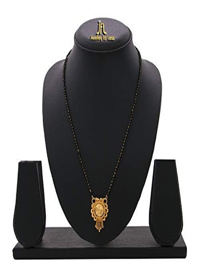JFL - Jewellery for Less Traditional Ethnic 1g Gold Plated Designer Mangalsutra with Black Beaded Chain for Women,Valentine - Image 2