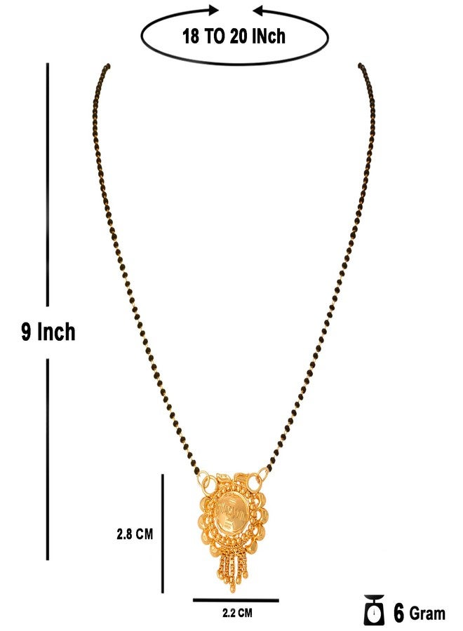 JFL - Jewellery for Less Traditional Ethnic 1g Gold Plated Designer Mangalsutra with Black Beaded Chain for Women,Valentine - Image 3