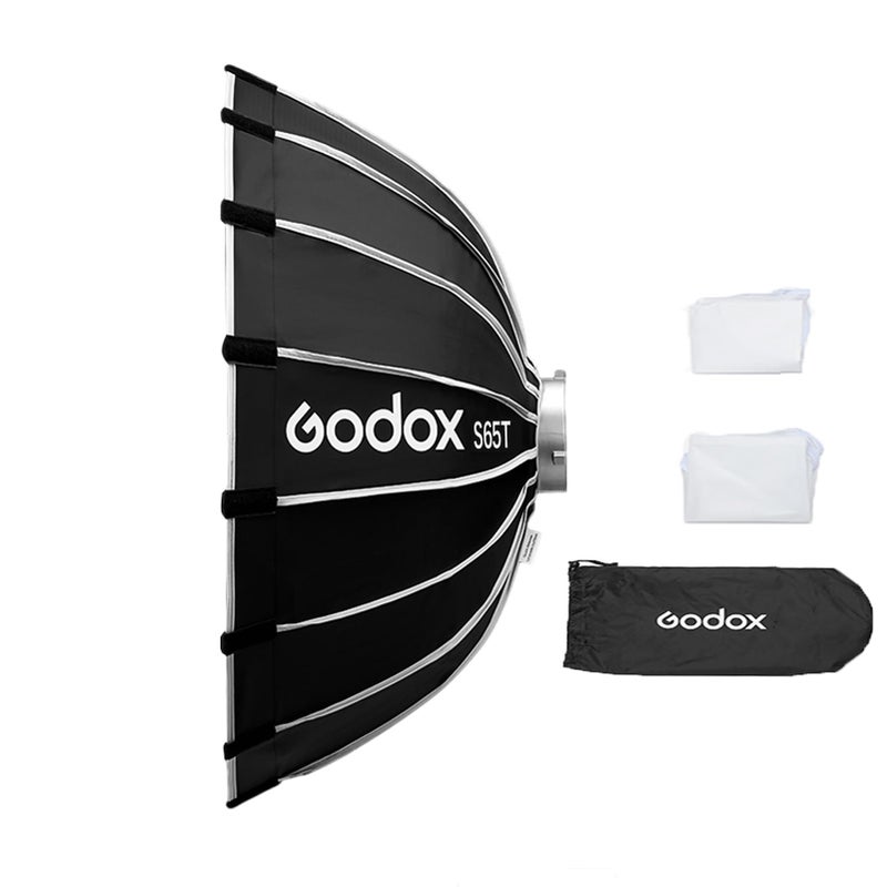 Godox Godox S65T 65cm/25.6in Quick Release Umbrella Softbox - Professional Foldable With Standard Bowen Mount & Diffusers for Photography Studio (65cm/25.6in) - Image 1