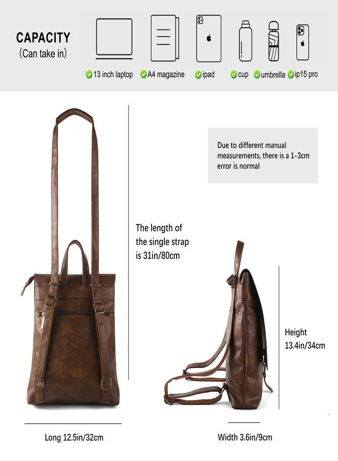 LIKEBAG Backpack Fashion Women Large Multipurpose Design Convertible Satchel Handbags Shoulder Bag Leather Travel Backpack (brown) - Image 3
