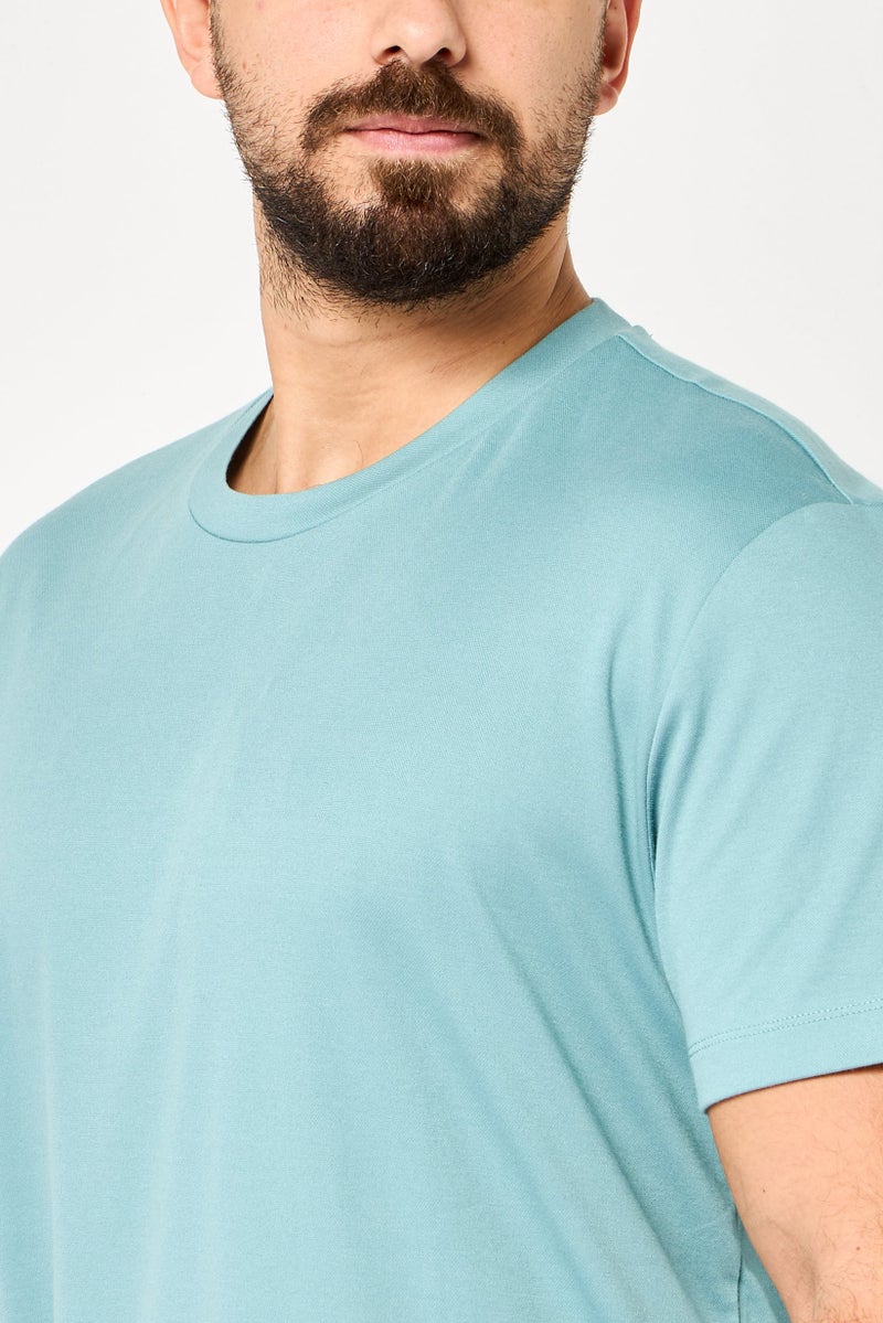 DKNY Men Crew Neck Short Sleeves Plain T-Shirt, Sage Green - Image 3