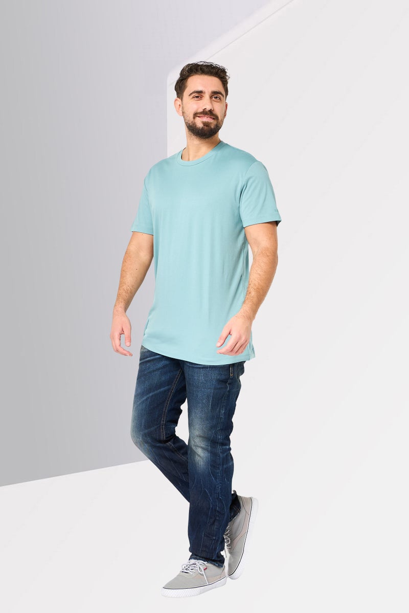 DKNY Men Crew Neck Short Sleeves Plain T-Shirt, Sage Green - Image 2