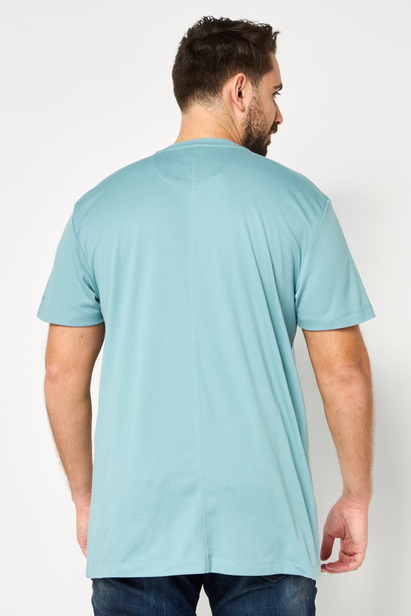 DKNY Men Crew Neck Short Sleeves Plain T-Shirt, Sage Green - Image 4