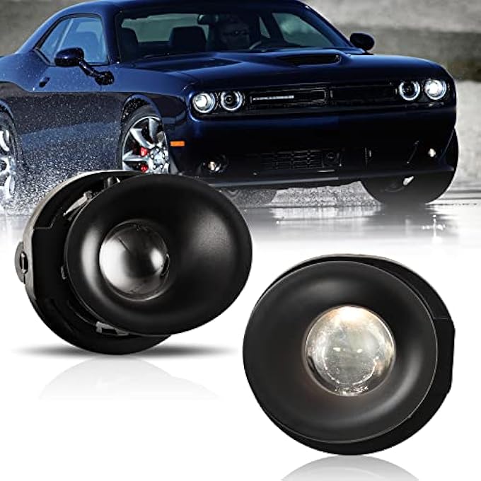 ROXX Fog Lights For 20152020 Dodge Challenger Front Pair Bumper Lamps Fog Light Replacement Set With Switch And Wiring Kit Oe Style Clear Lens WBulbs - Image 1
