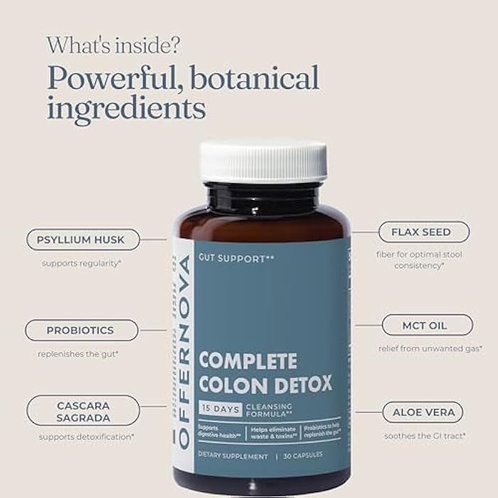Offernova Complete Colon Detox 15 Days 30 Capsules, All Natural Colon Cleanser for Bloating and Constipation Relief for Women & Men, Advanced Gut Cleanse Detox - Image 5