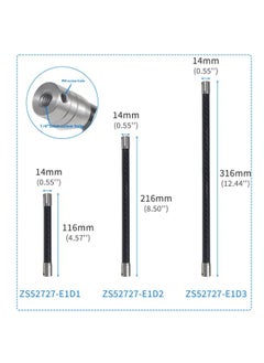 Generic Suitable For Insta360 X4/3 Carbon Fiber Extension Rod GOPRO13 Accessories Selfie Helmet Holder Bracket-Color:1/4 Screw Type, Length 121mm  - Image 5