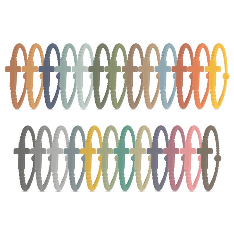 Ryan & Rose Jesus Bracelets - Cross Silicone Bracelet (Landscape (25 Pack), Large) - Image 1