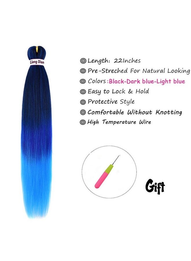 Liang Dian Prestretched Braiding Hair 22 Inch 6 Packs Hot Water Setting Synthetic Hair Crochet Braiding Hair Extension(Mixed Blackdark Bluelight Blue)  - Image 4