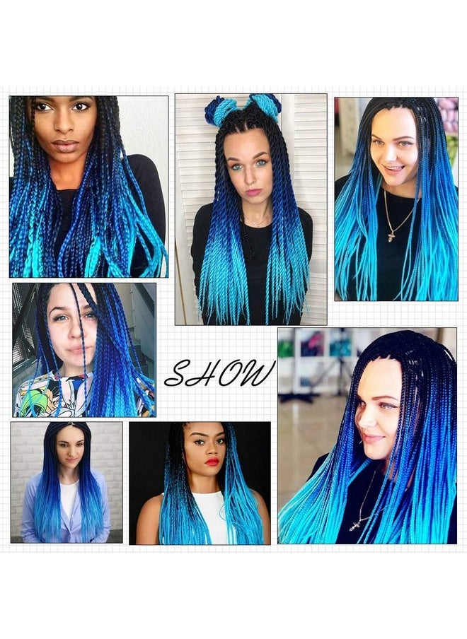 Liang Dian Prestretched Braiding Hair 22 Inch 6 Packs Hot Water Setting Synthetic Hair Crochet Braiding Hair Extension(Mixed Blackdark Bluelight Blue)  - Image 2