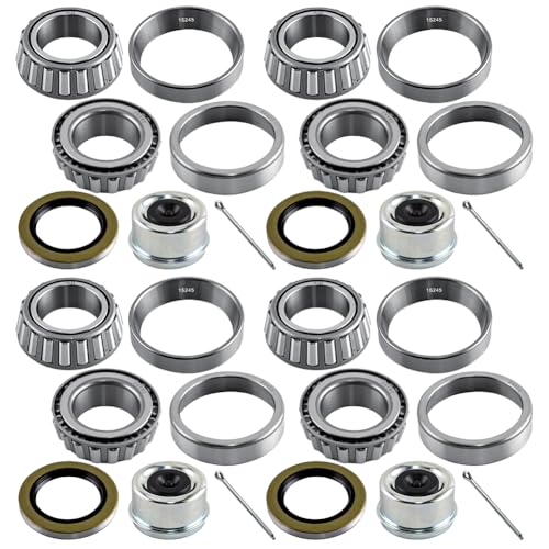 RigsNParts 4 Sets 25580 15123 Trailer Axle Hub Bearings Kits for 52006000 lbs Axle Trailer Axle Bearing Kit with 244 Dust Cap Grease Seal Cotter Pin Rotating Quiet and HighSpeed Trailer Bearing - Image 1