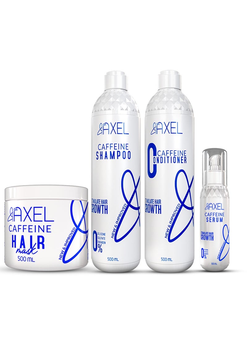 Axel - Hair Care Set with Natural Caffeine - Shampoo 500ml + Conditioner 500ml + Hair Mask 500ml + Serum 100ml - Image 1