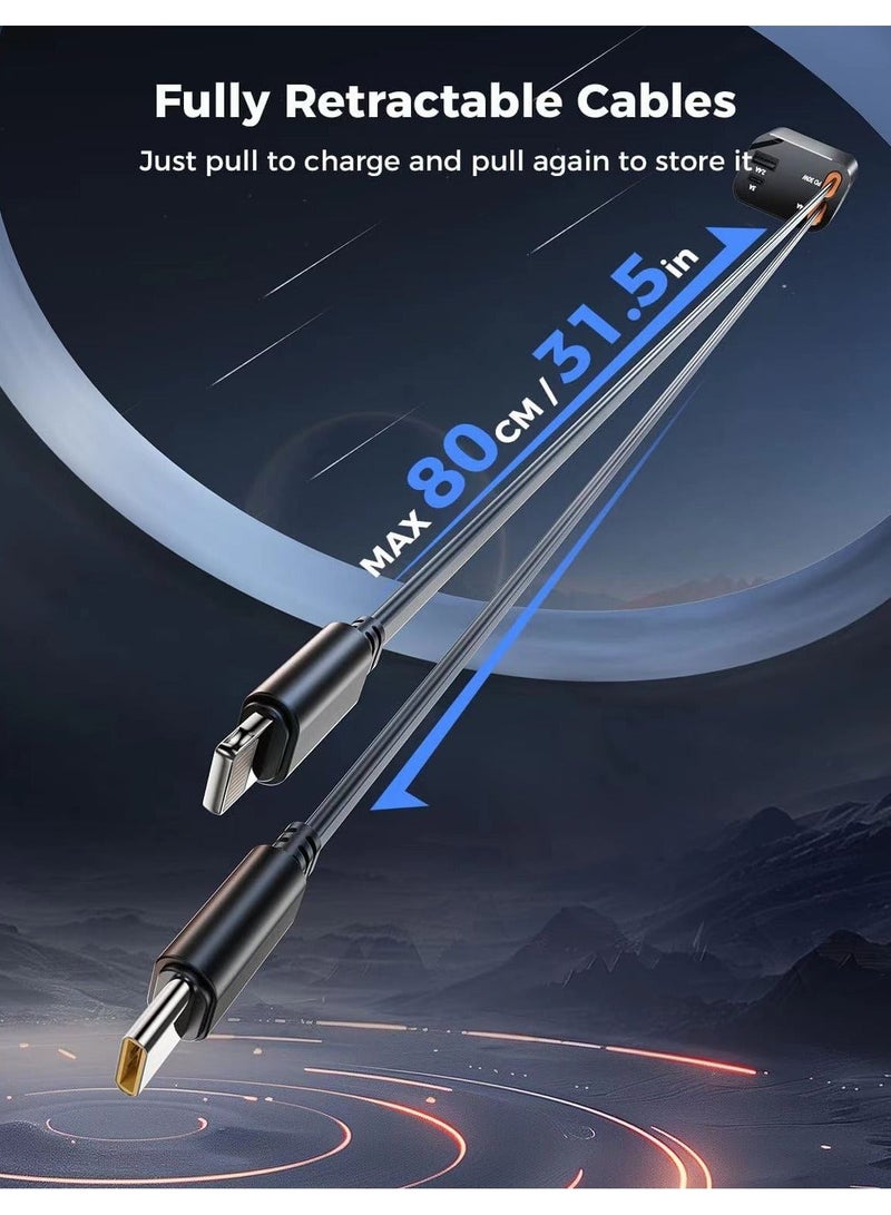شاحن سيارة قابل للسحب بتقنية PD30W + 2.4A + 69W كحد أقصى + 2.4A، شاحن سيارة فائق السرعة 4 في 1 لهواتف آيفون وأجهزة أخرى. قابس شاحن USB متوافق مع هواتف آيفون، سامسونج، جالاكسي، هواوي، وشاومي. - Image 5