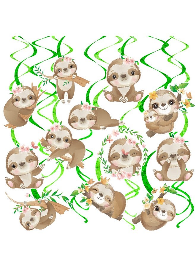 umoni 15Pcs Sloth Party Hanging Swirls Sloth Theme Foil Ceiling Streamers Sloth Party Decoration For Jungle Party Kids Birthday Party Baby Shower Supplies - Image 2