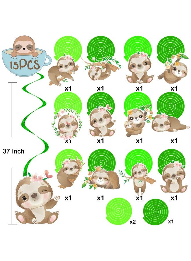umoni 15Pcs Sloth Party Hanging Swirls Sloth Theme Foil Ceiling Streamers Sloth Party Decoration For Jungle Party Kids Birthday Party Baby Shower Supplies - Image 5