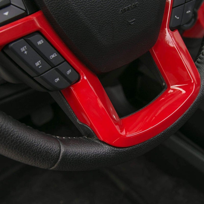 Keptrim for F-150 ABS Red Steering Wheel Cover Trim for 2015-2020 Ford F150, for 2017-2022 F250 F350, for 2018-2021 Ford Expedition - Image 3