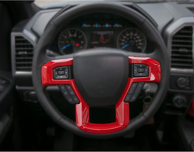Keptrim for F-150 ABS Red Steering Wheel Cover Trim for 2015-2020 Ford F150, for 2017-2022 F250 F350, for 2018-2021 Ford Expedition - Image 2