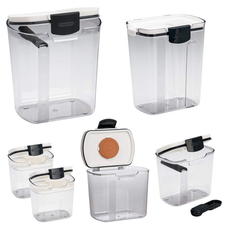 Progressive ProKeeper Baker's Airtight Kitchen Storage Canister Container Set for Flour, Sugar & More, Keeps Ingredients Fresh, with Accessories (Black Latches, 6- Piece) - Image 5