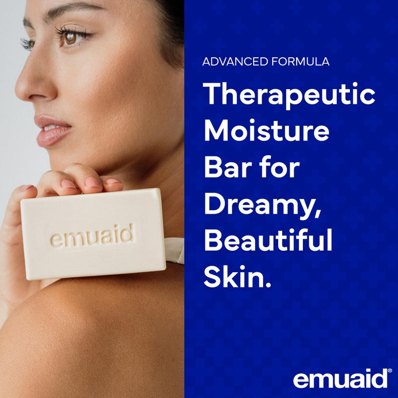 emuaid Therapeutic Moisture Bar, Cleansing Face and Body Bar Soap, Soothes and Repairs Dry, Damaged Skin with 5% Emu Oil, Tea Tree Oil, Argan Oil, Macadamia, & Jojoba, For All Skin Types, 5oz, 1 Pack - Image 2