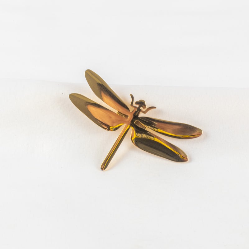 The Black Pearl Accessories Stainless Steel Golden Brooch - Dragonfly - Image 1