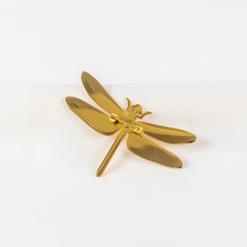 The Black Pearl Accessories Stainless Steel Golden Brooch - Dragonfly - Image 2