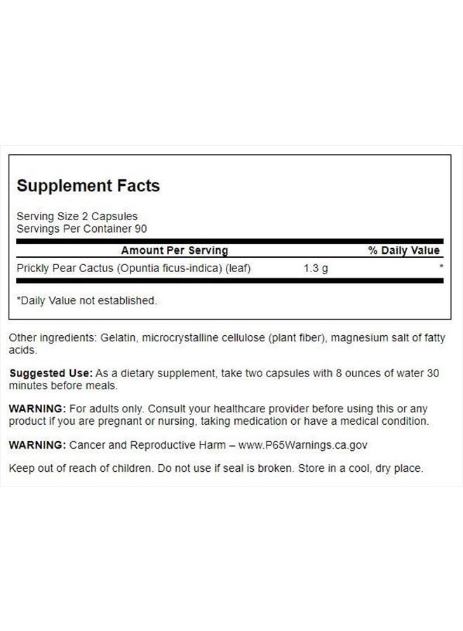 Swanson Premium Brand Swanson Prickly Pear Cactus Opuntia 650 Milligrams 180 Capsules - Image 2