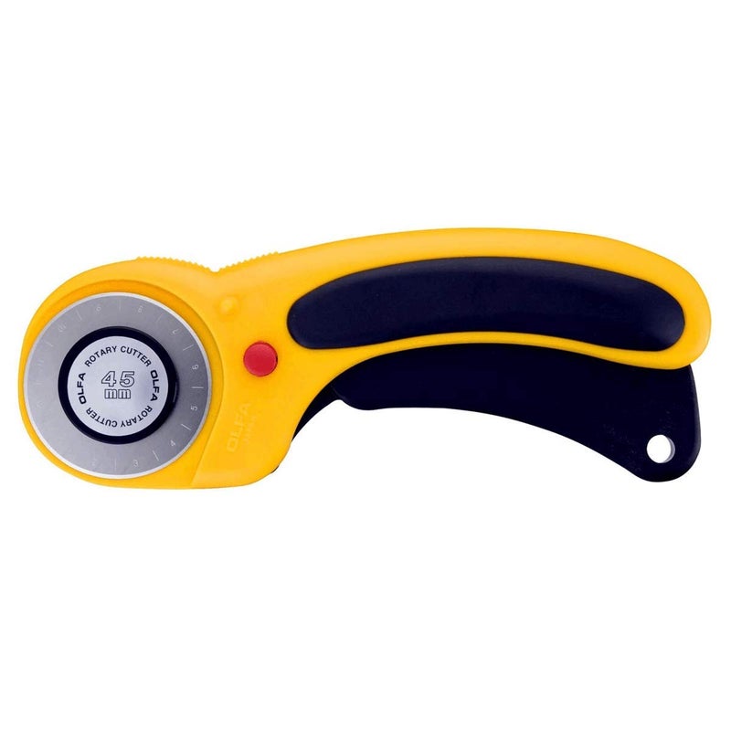 OLFA 45mm Ergonomic Rotary Cutter (RTY-2/DX) - Rotary Fabric Cutter w/Blade Cover & Squeeze Trigger for Quilting, Sewing, Crafts, Replacement Blade: OLFA RB45-1H - Image 1
