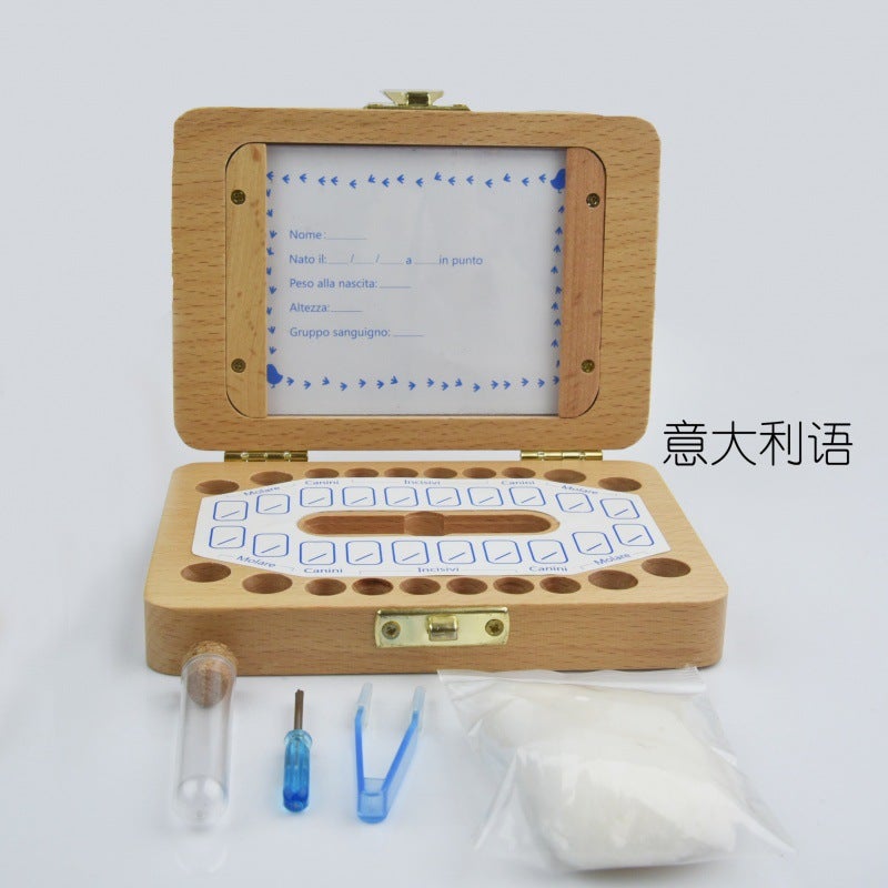 Tooth House Explosions Children Boys And Girls Baby Teeth Box Wooden Po Frame Teeth Hair Storage Memorial Preservation Box - Image 1