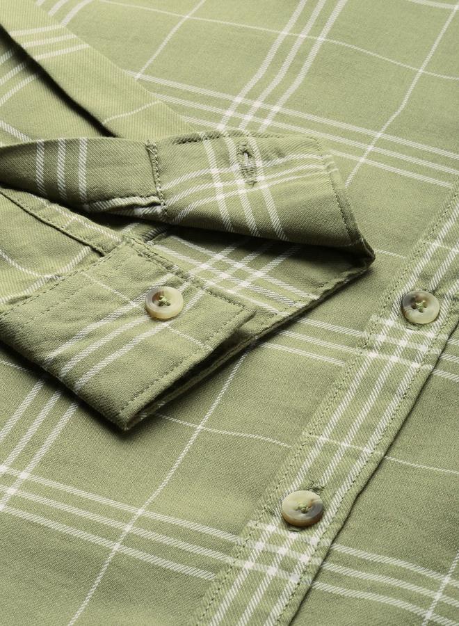 شركة المرآب الهندية قميص رجالي أخضر ضيق كاجوال - Image 3