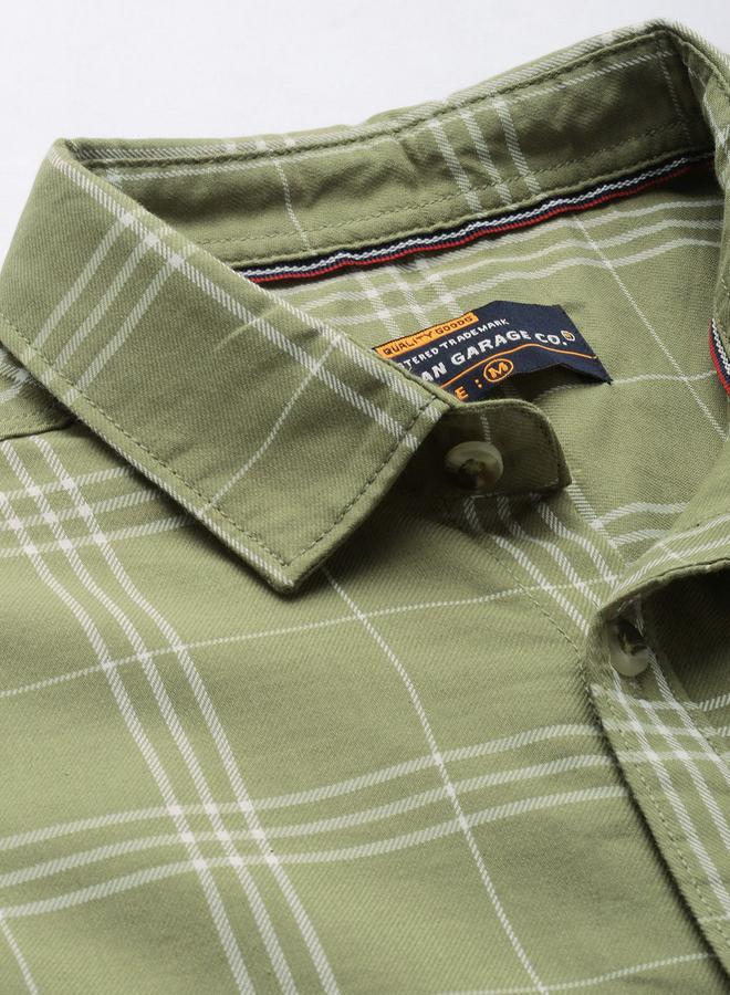 شركة المرآب الهندية قميص رجالي أخضر ضيق كاجوال - Image 2