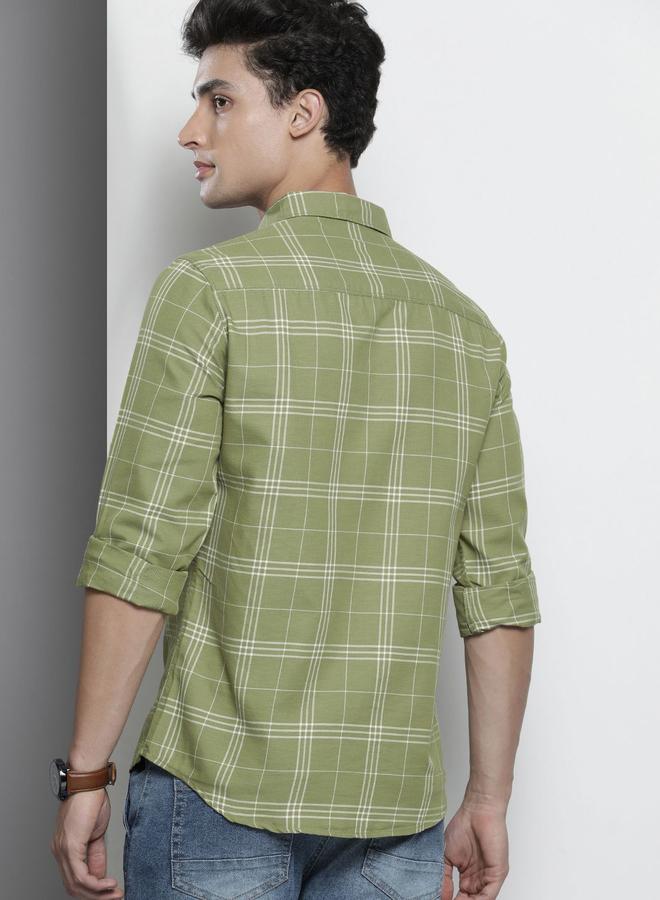 شركة المرآب الهندية قميص رجالي أخضر ضيق كاجوال - Image 4