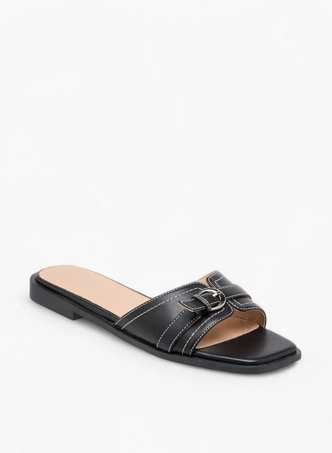Flora Bella By Shoexpress Women Buckle Accent Slip-On Flat Sandals